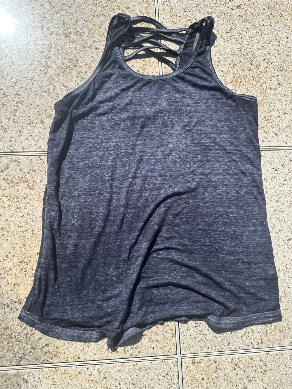 Women's Charcoal Crisscross Back Tank Top